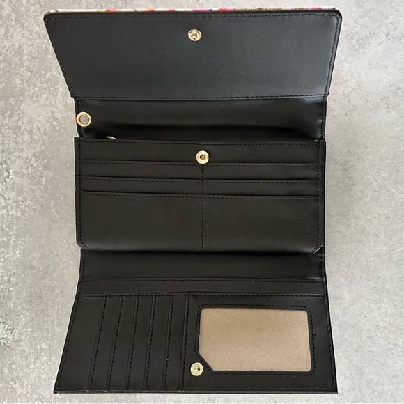 Floral Blooms & Black Vegan Leather Supreme Long Wallet Wristlet by AR New York - Picture 4 of 7